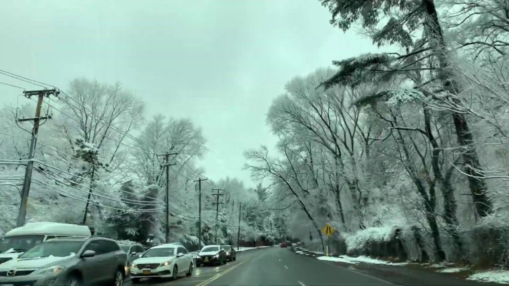 DRIVING BY MANHASSET AND GREAT NECK , NEW YORK, AFTER SNOWFALL, [4K/60]