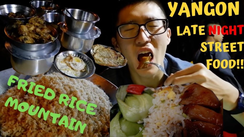 YANGON LATE NIGHT STREET FOOD (Fried Rice Mountain!) + Review of Myanmar Airlines -Yangon, Myanmar!