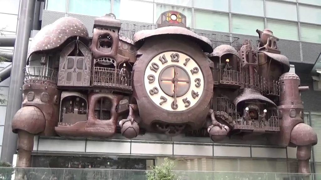 Hayao Miyazaki's Giant Clock in Shiodome, Tokyo, Japan