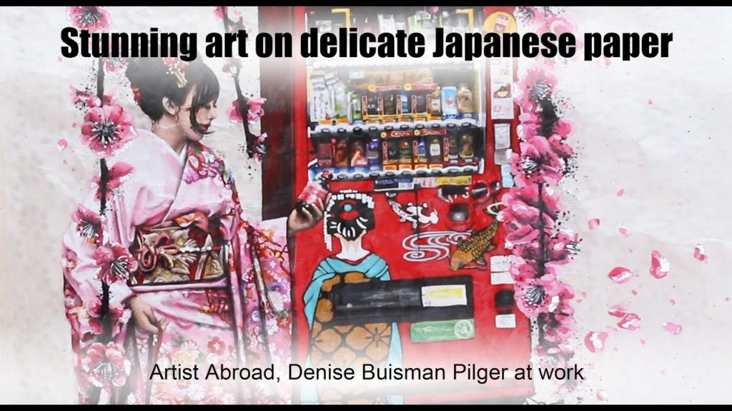 Stunning painting on delicate Washi - Time lapse