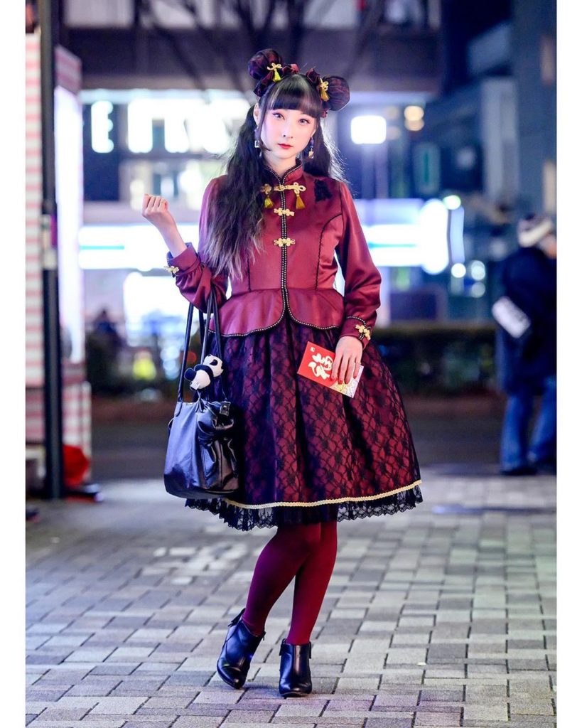 Tokyo-based model @RinRinDoll wearing a Chinese New Year inspired lolita look - ...