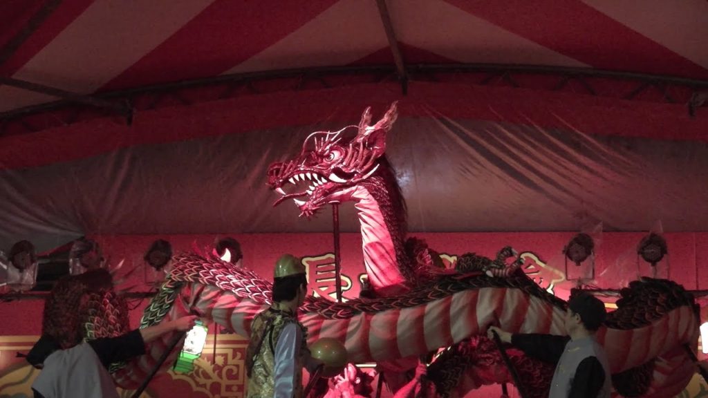 4ｋ 「観光龍踊り会」昼間の雷豪雨からの奇跡の雨上がりの龍踊り　2020長崎燈會ランタンフェスティバル　湊公園会場　　0127