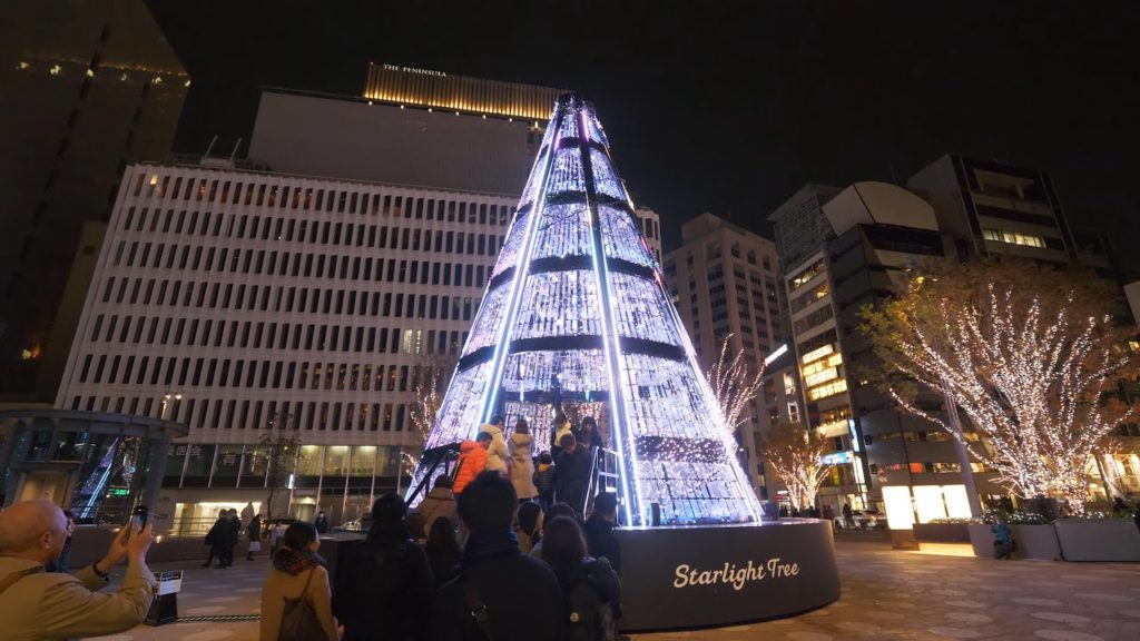 【4K】 Tokyo station Christmas lights - around and below