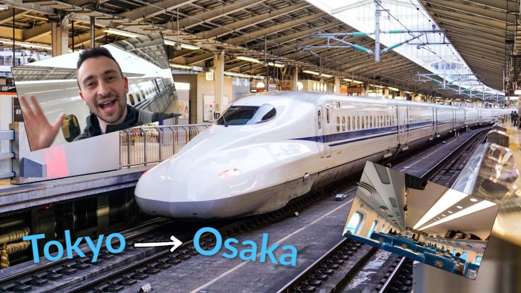Riding the Shinkansen Bullet Train from Tokyo to Osaka Japan