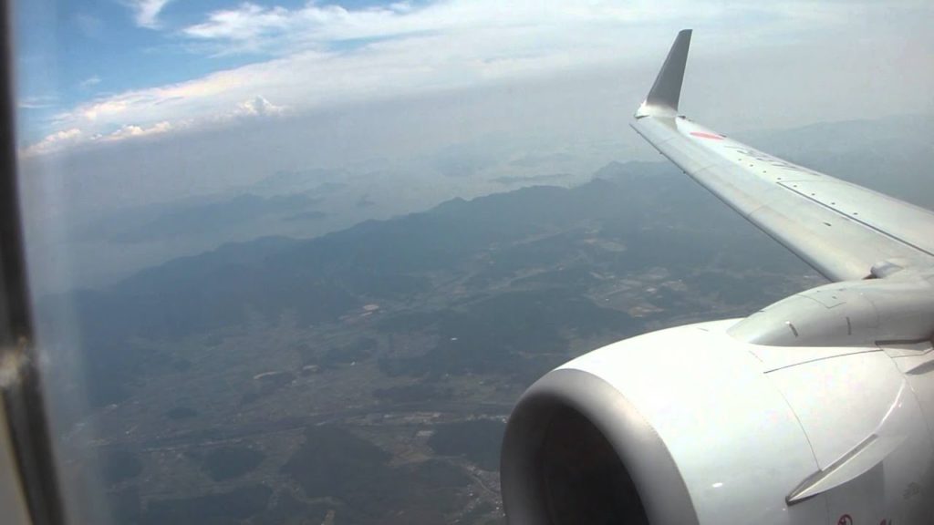 Boeing 737 800 Japan airlines take off from Hiroshima airport