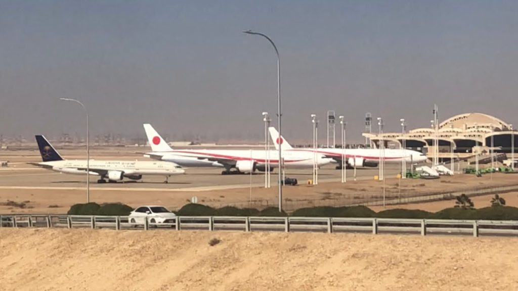 【日本政府専用機】サウジアラビア・リヤドの空港にて！空港から市内までの道のりにも首相来訪の歓迎が… 2020年1月 阿部首相サウジアラビア訪問時