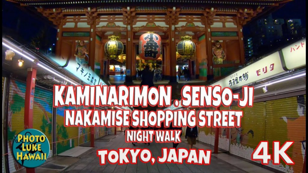 Kaminarimon Sensoji Nakamise Shopping Street Night Walk Tokyo Japan