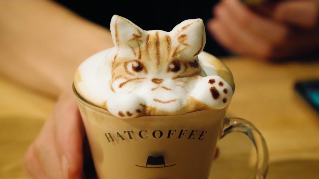 3Dラテアート (クレヨンしんちゃん & ネコ)∥Japanese Cute 3D Latte Art  in Tokyo