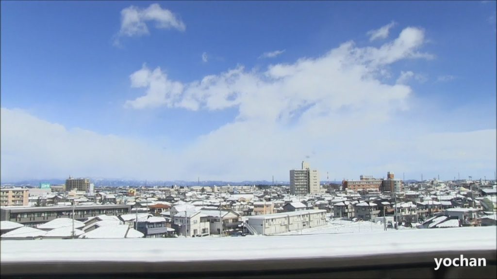 Snow scene - Train window view.Jōetsu Shinkansen (Kumagaya city, Near Tokyo)
