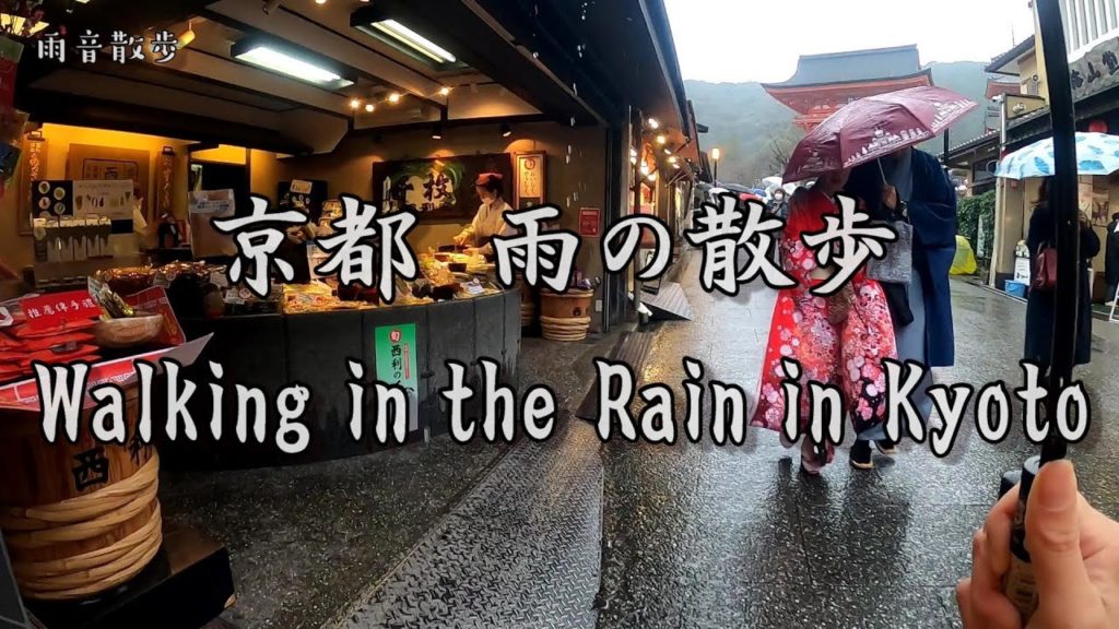 【雨の音】京都、雨の中を歩く,車,睡眠,勉強,Walking in the Rain,Rain and Umbrella Sounds,ASMR【雨の映像】