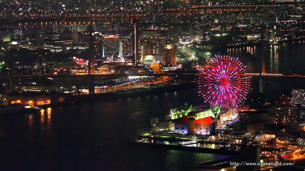 南港コスモタワー展望台からの大阪夜景 Osaka Bay Night from Cosmo Tower Japan