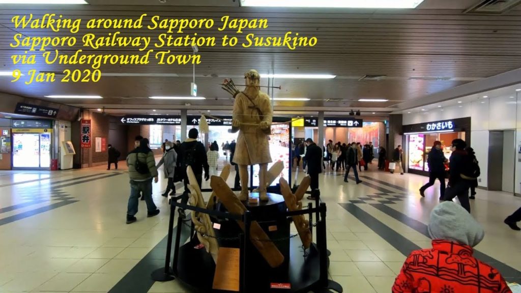 Walking around Sapporo Japan. Sapporo Railway Station to Susukino via Underground Town. ORANGE ua