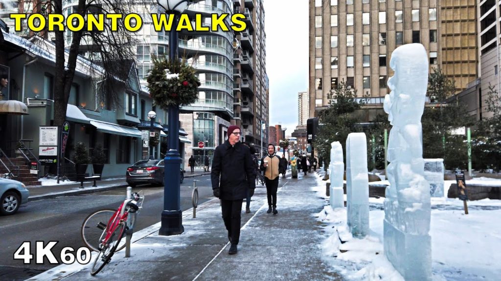 Downtown Toronto walk on a cold winter evening - February 2020 [4k]