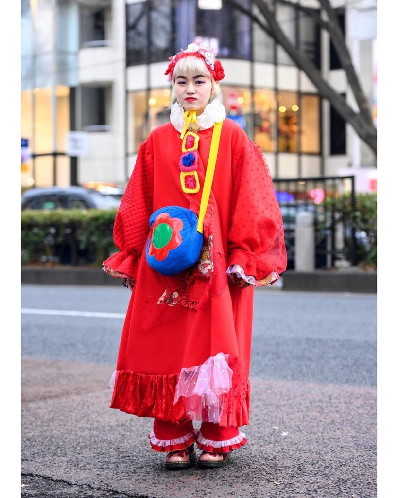 19-year-old Japanese fashion student Saki (@bamboo_blooms) on the street in Hara...