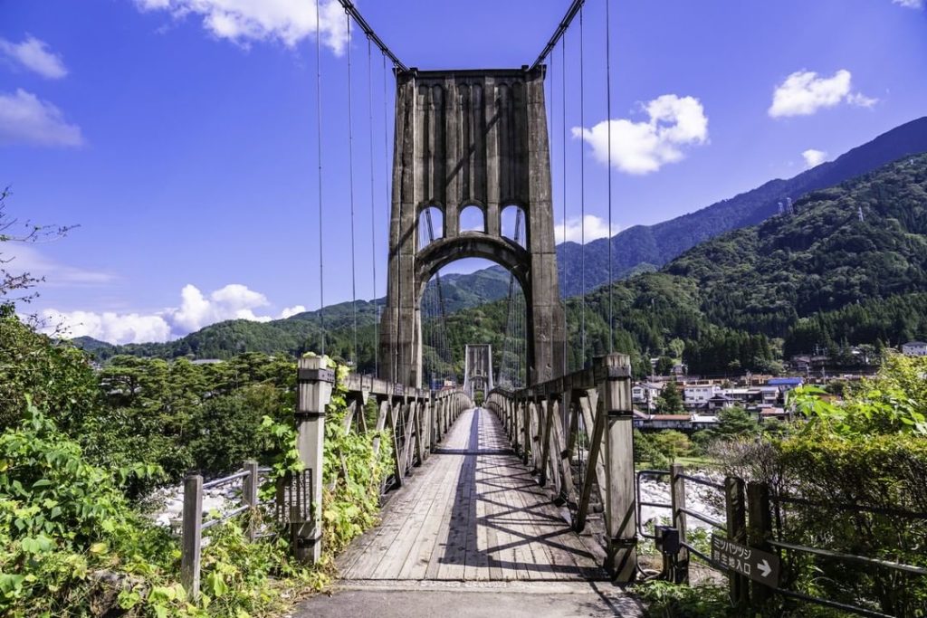 The Momosuke Bridge (or Bridge of Peaches) in the town of Nagiso was built in 19...