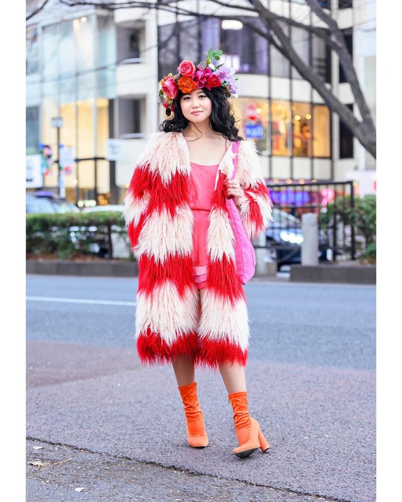 Shelly (@shanxiaoyue) on the street in Harajuku wearing a handmade flower crown ...
