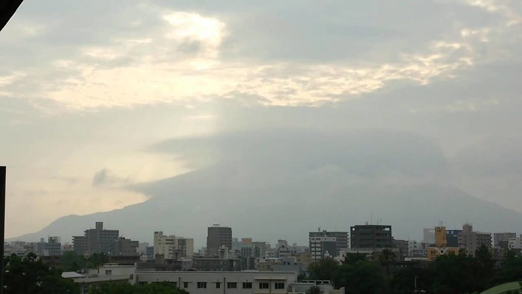 Mt.Sakurajima with beautiful sky in morning (12/06/2015)