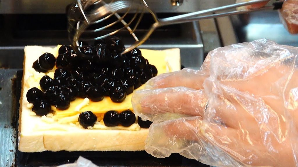 Black boba mochi toast - Taiwanese street food