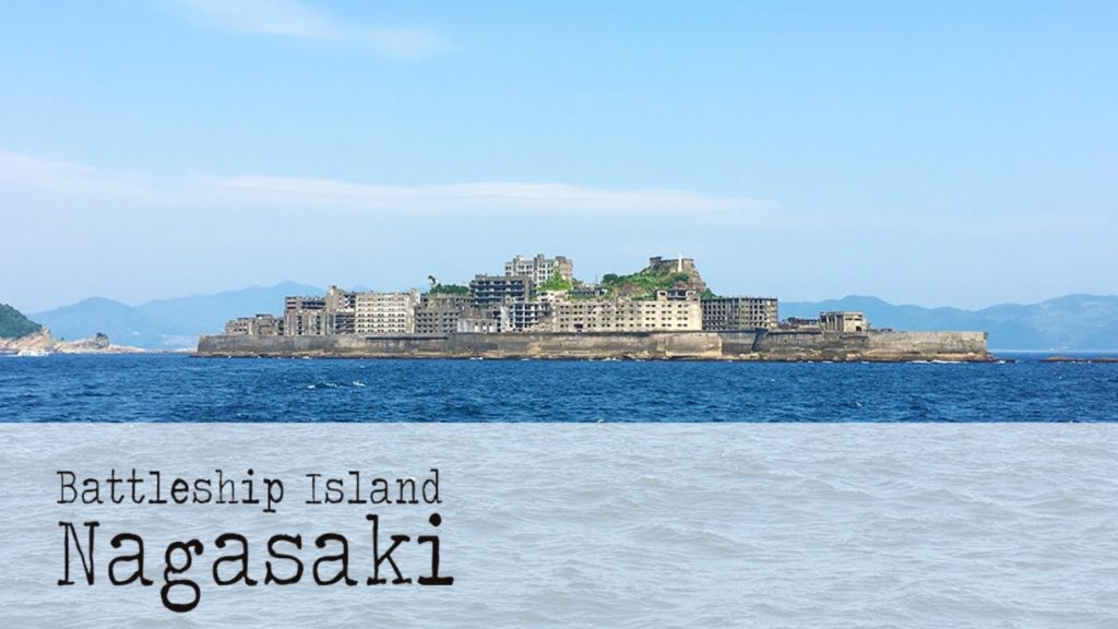 Battleship Island. Nagasaki. Ruins of the former coal mine. Backpacking Japan.