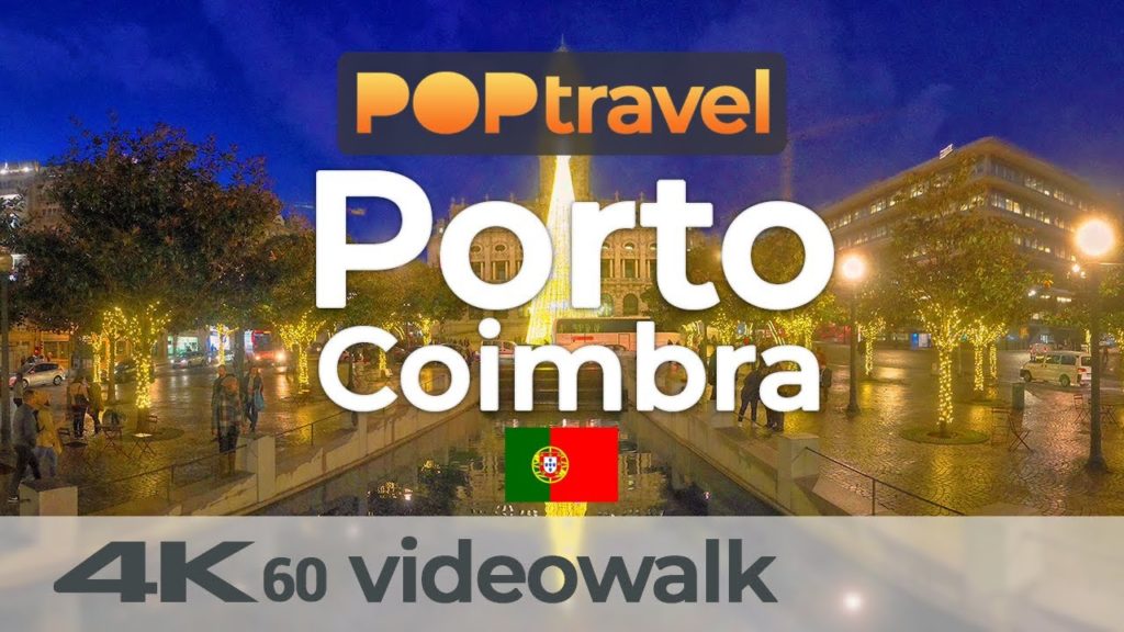 Walking around Christmas Lights in PORTO & COIMBRA / Portugal 🇵🇹- 4K 60fps (UHD)