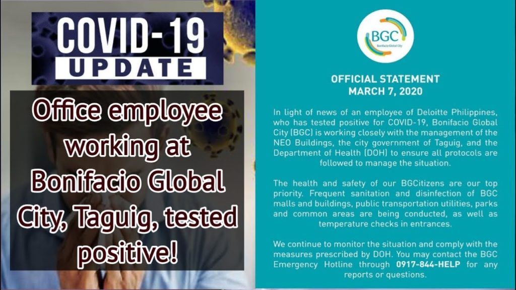 Empleyado sa isang kumpanya sa BGC, Taguig positibo sa COVID-19 | Corona Virus Update PH