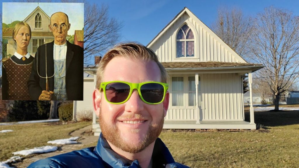 1259 The Real AMERICAN GOTHIC House GRANT WOOD Eldon Iowa - Jordan The Lion Travel Vlog (3/7/20)