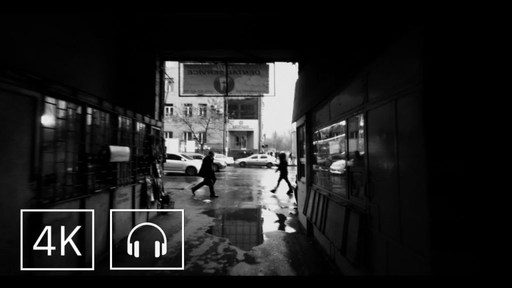 Yerevan, Armenia City Walk in Rain | a Binaural Dérive in Black & White with Immersive 3D City Sound