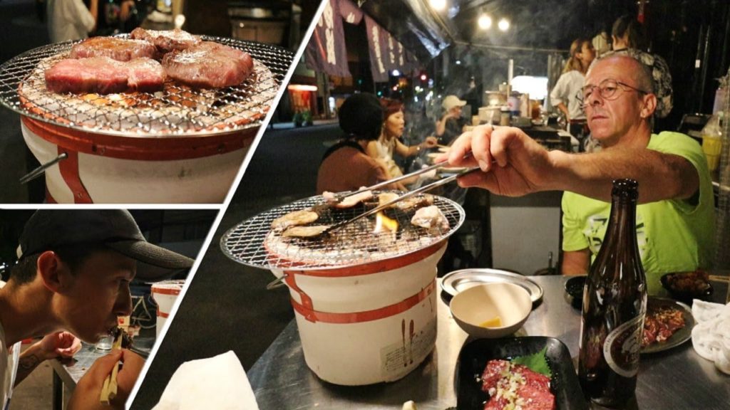 GRILLADES SUR UN TROTTOIR A OSAKA