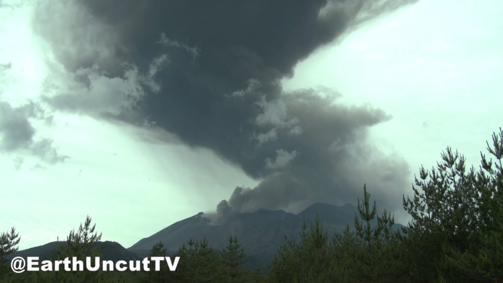 Big Explosive Eruption And Aerial Shots At Sakurajima Volcano In Japan