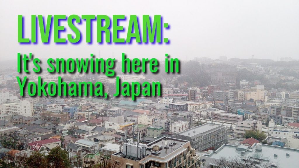 It's snowing here in Yokohama, Japan.