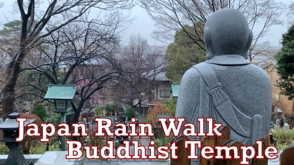 Japan Heavy Rain at Temple 2020.03.10 ASMR Sleep Study Relax Meditate Focus Music Raindrops Cemetery