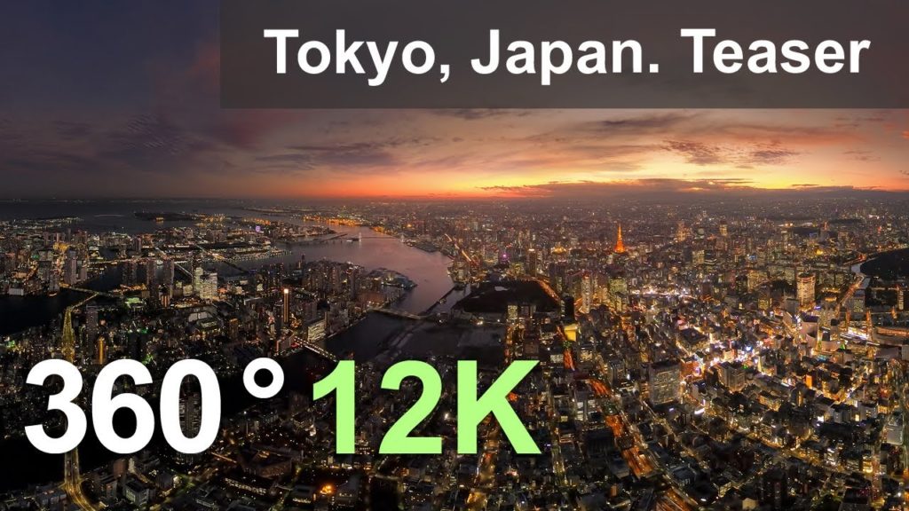 Tokyo at night, Japan. Aerial 360 video in 12K. Teaser