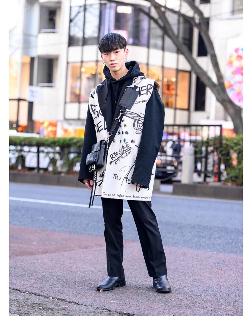 21-year-old Japanese student Ryosuke (@_ryo_s_uke_) on the street in Harajuku we...