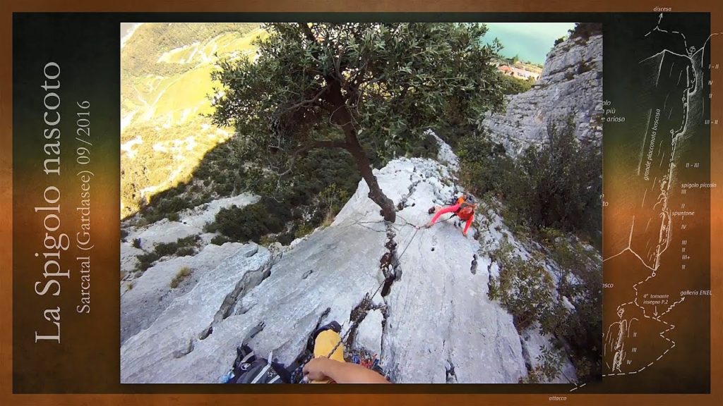 Gardasee Klettern Route "La spigolo nascosto" im Sarcatal