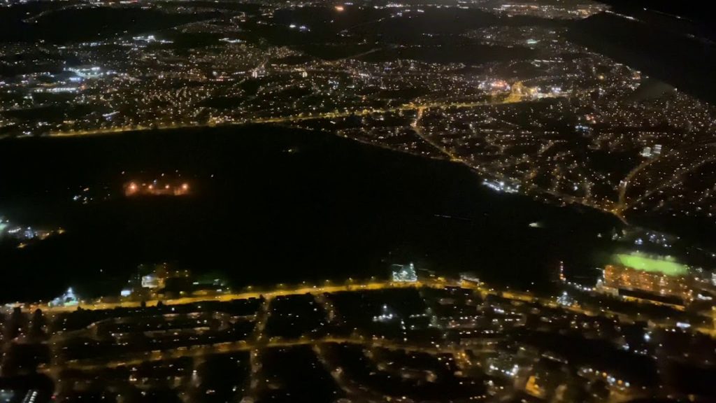 Night-time Landing at Leeds Bradford Airport, Leeds, West Yorkshire, England - 10 March, 2020