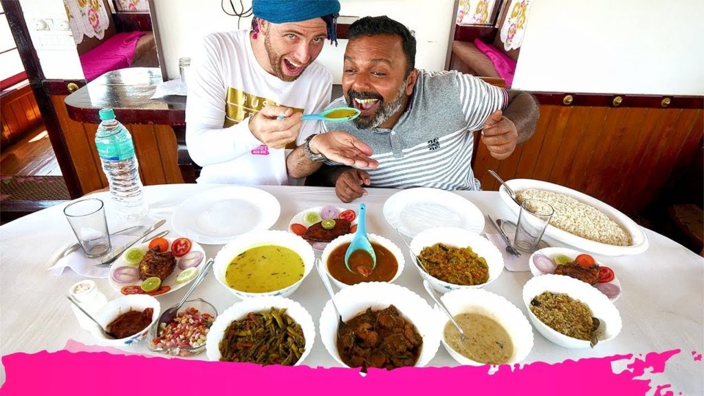 South Indian SEAFOOD FEAST in the KERALA BACKWATERS + Houseboat Tour | Alappuzha, India
