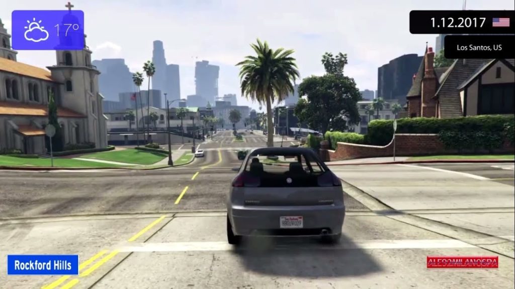 Driving through Los Santos (GTA V) from Del Perro Beach to LS Airport 1.12.2017 Timelapse x4