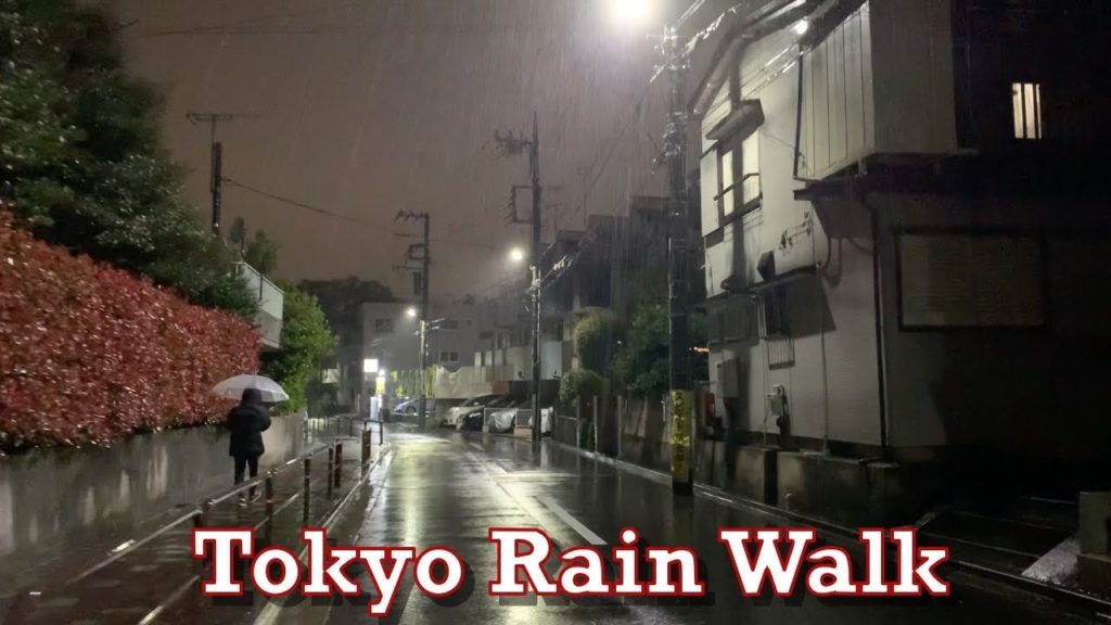Japan Night Rain Walk 2020.04.01 ASMR Ambient Sound Sleep Relax Meditate Focus Study