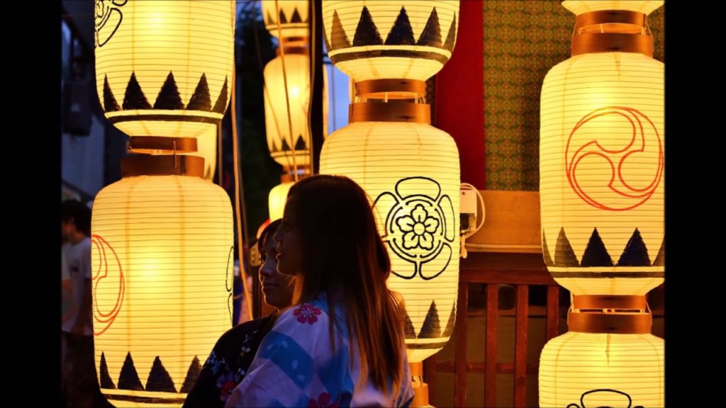 Lantern lights after dark, Kyoto and Osaka.