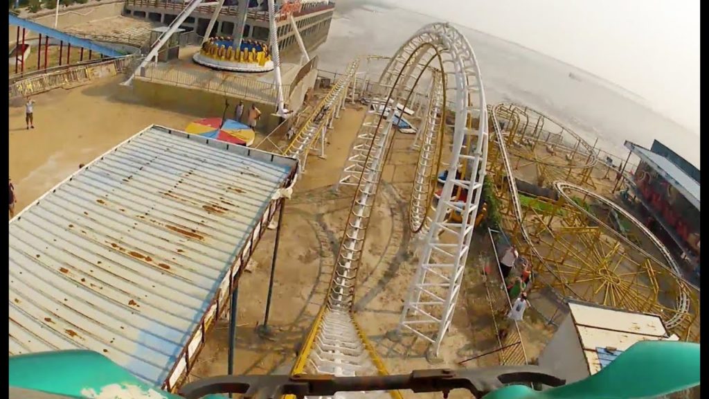 Chinese Looping Toboggan Roller Coaster POV Shanghai China Fisherman's Warf