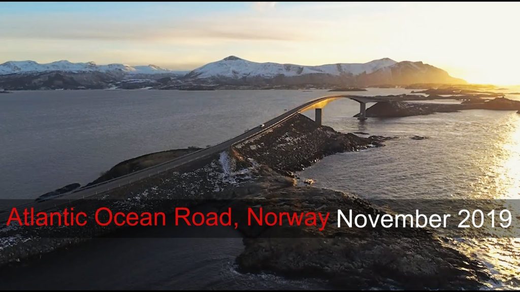 Atlantic Ocean Road, Norway, drive and drone view