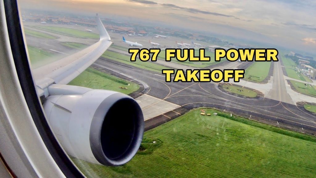 JAPAN AIRLINES BOEING 767 TAKEOFF FULL POWER FROM JAKARTA SOEKARNO HATTA AND LANDING IN TOKYO NARITA