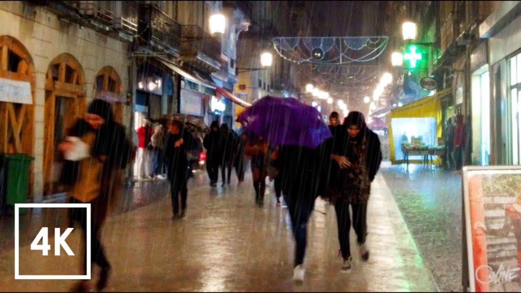 RAIN WALK Walking in Heavy Rain Thunderstorm Bordeaux 4K 40min ASMR rain sounds France SLOW TV