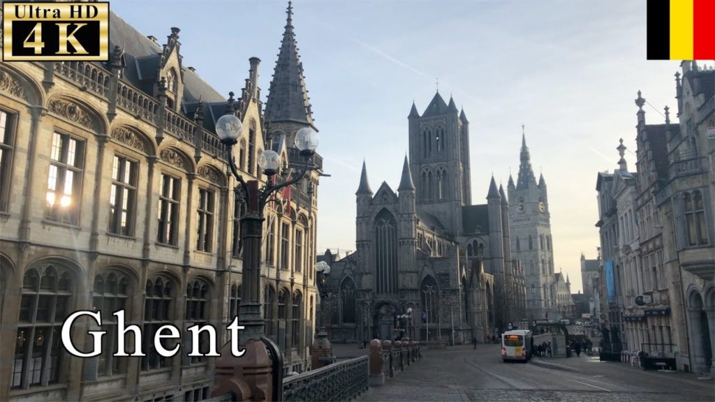 🇧🇪St Michael's Bridge before the emergency - Ghent Winter Walk - 【4K 60fps】