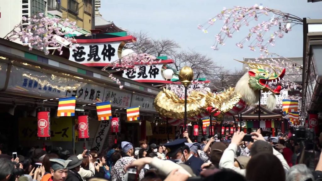 The Golden Dragon Dance of Senso Ji Temple in Tokyo