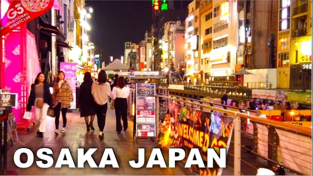 Osaka, Dotonbori Night Walk along Tombori Riverwalk [4K] POV