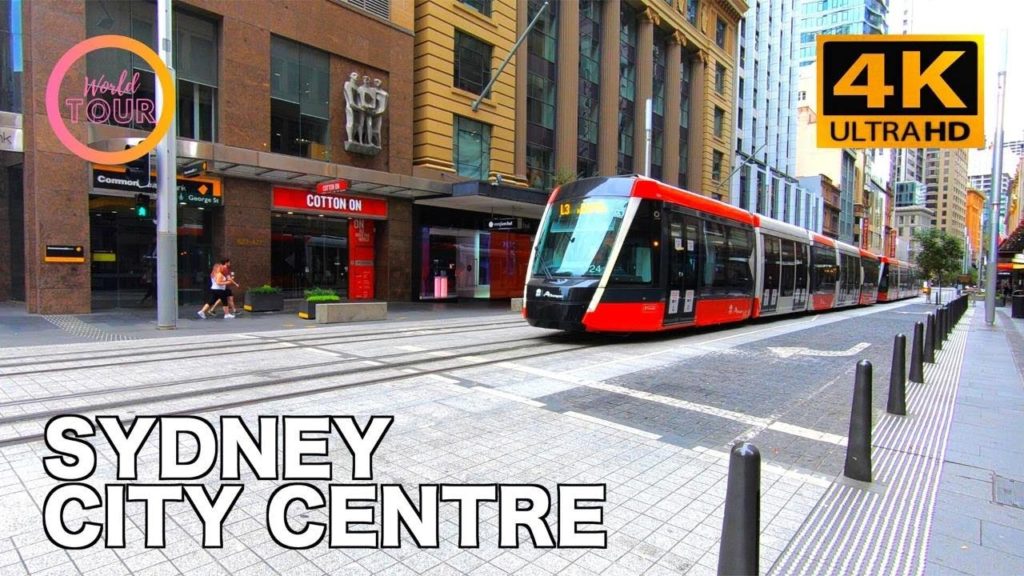 ⁴ᴷ⁶⁰ Sydney City Centre walking tour - King Street, George Street, QVB, Light Rail & Central Station