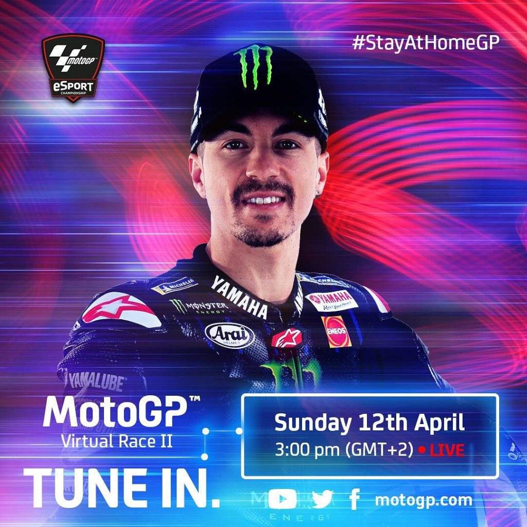 Don't forget to tune in at 3pm for today's @motogp Virtual Race II  #MonsterYam...