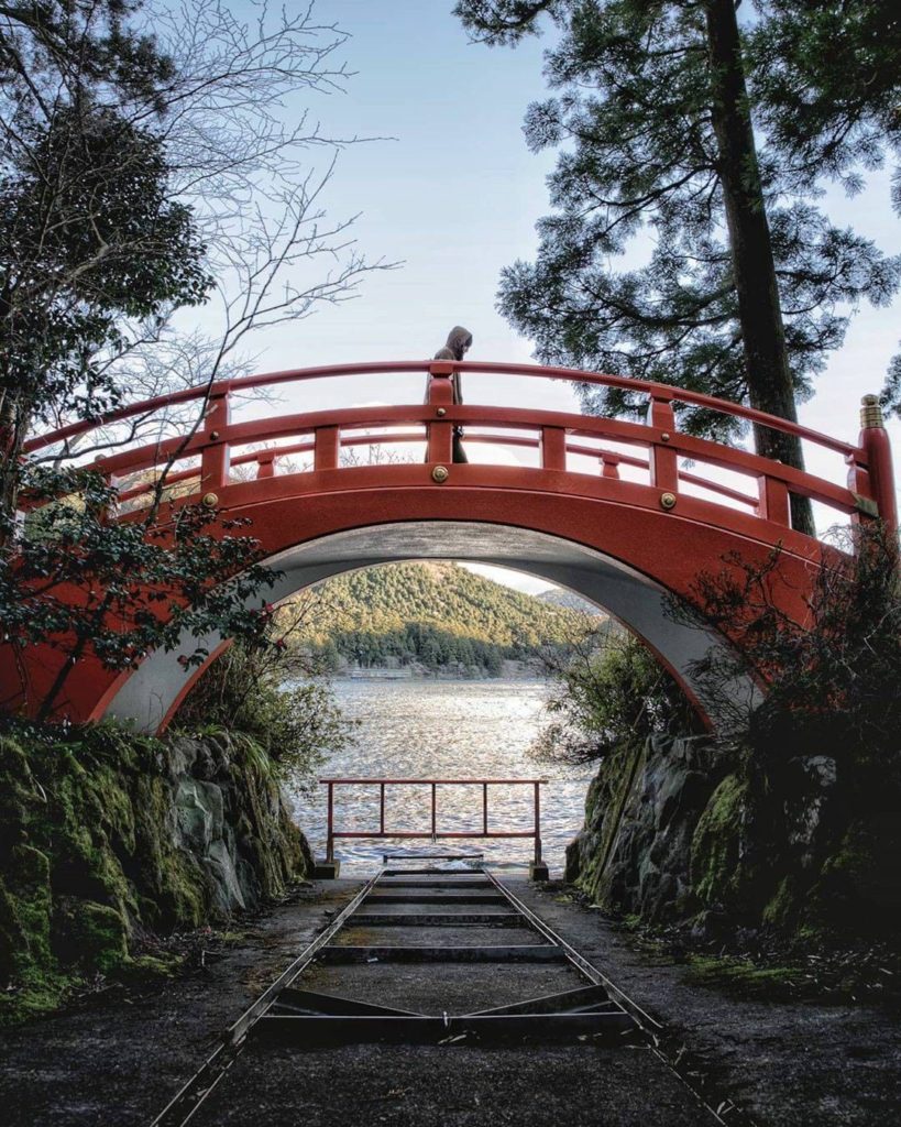 At many Japanese gardens, shrines, or outdoor areas, you'll encounter red bridge...