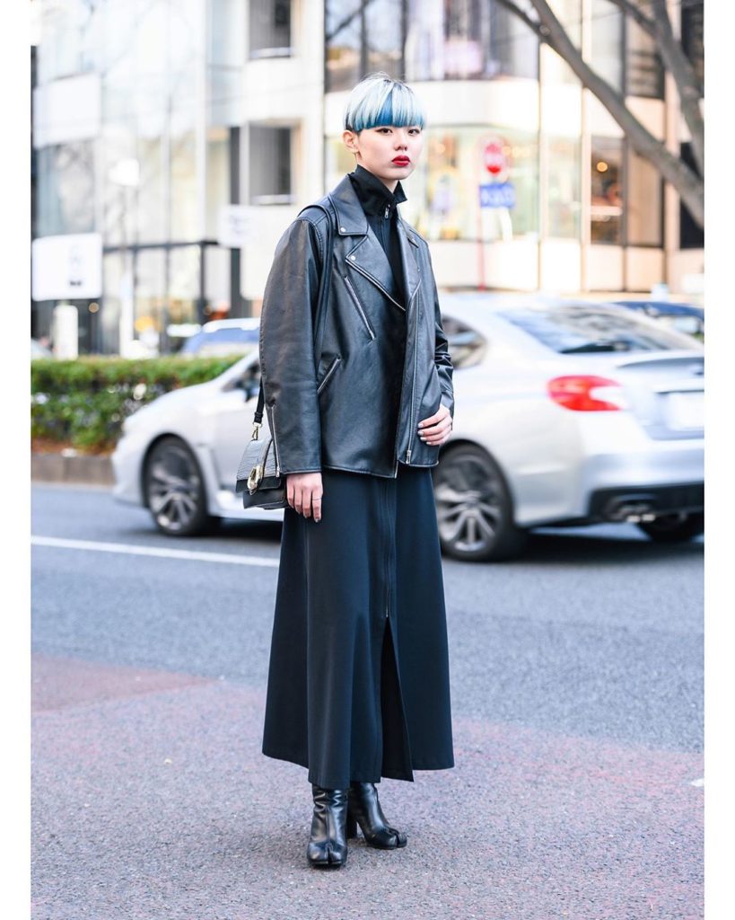 20-year-old Japanese student Suzune (@by__suzune) on the street in Harajuku wear...